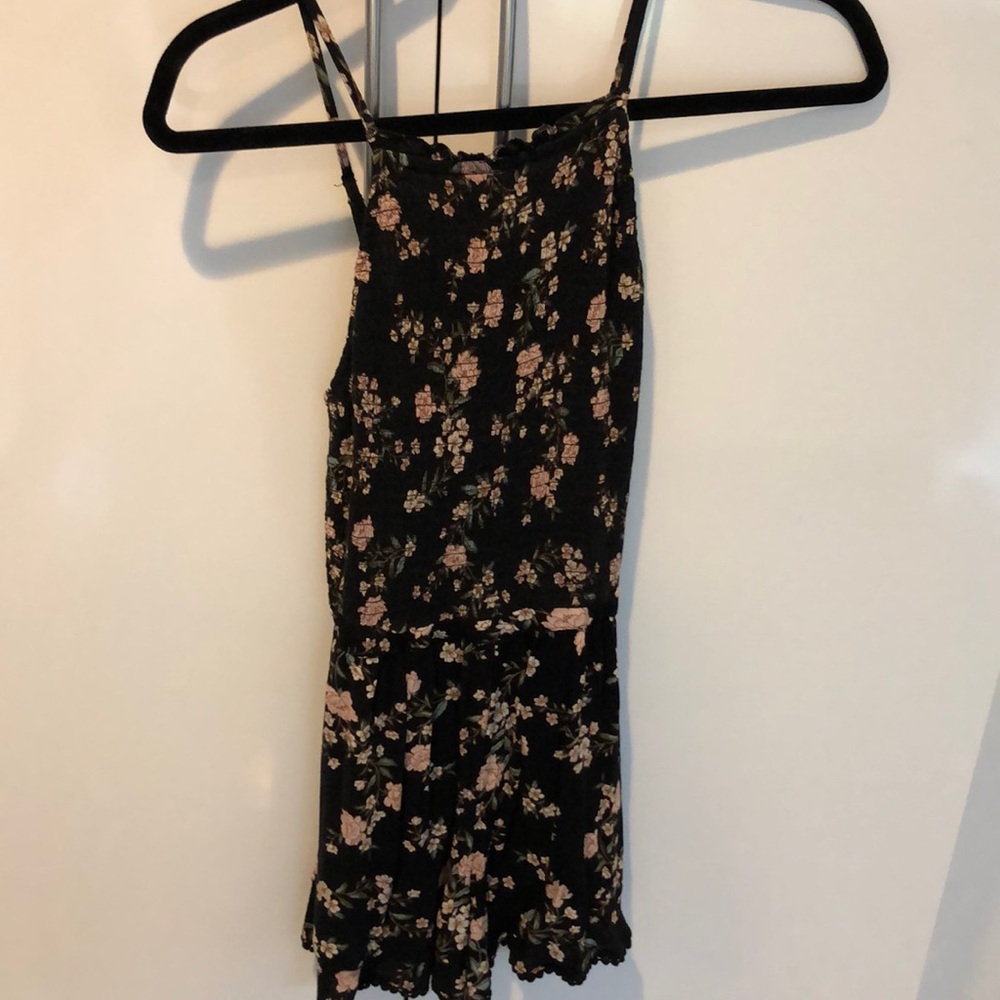 Black and pink floral romper